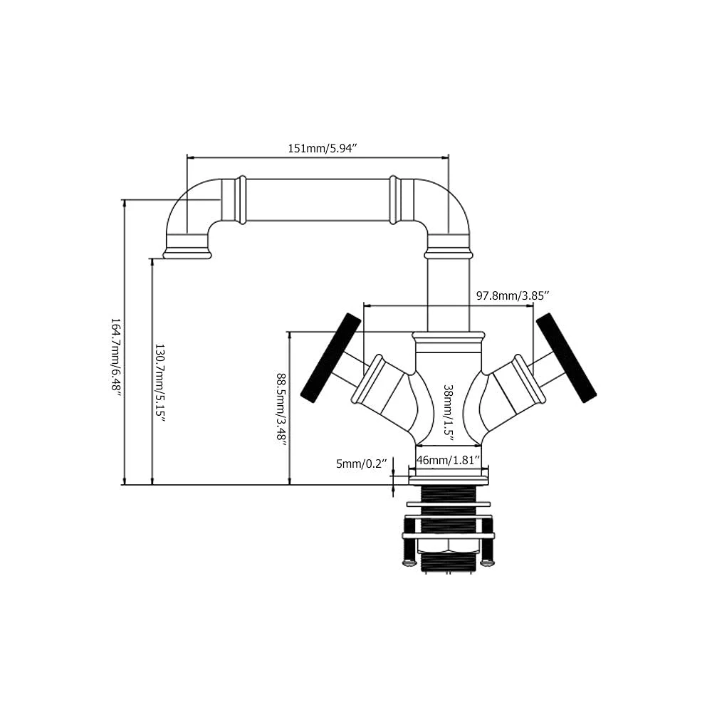 Bateria łazienkowa z czystej miedzi, dwuuchwytowa czarna bateria umywalkowa, bateria do umywalki, bateria do baru, krótka