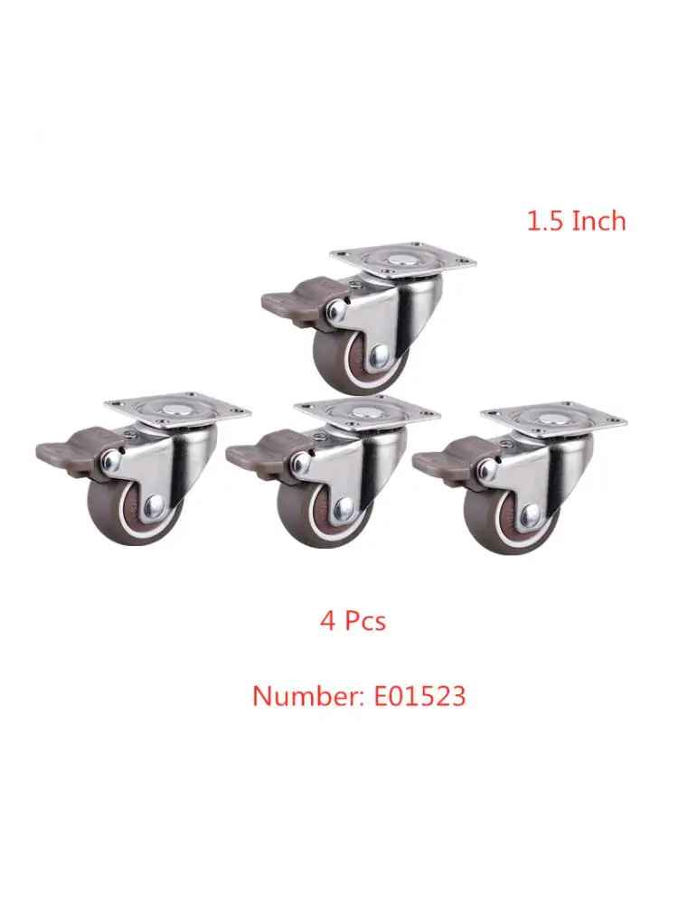 

(4 Packs) 1.5 Inch Casters Tpe Universal Wheel With Brake Light Single Bearing Anti Winding Mute Furniture