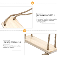 1pc Outdoor Wooden Swing Adults Kids Hanging Seat Simple Chair Smooth Finish Garden Kids Rope Simple Hanging Chair Swing