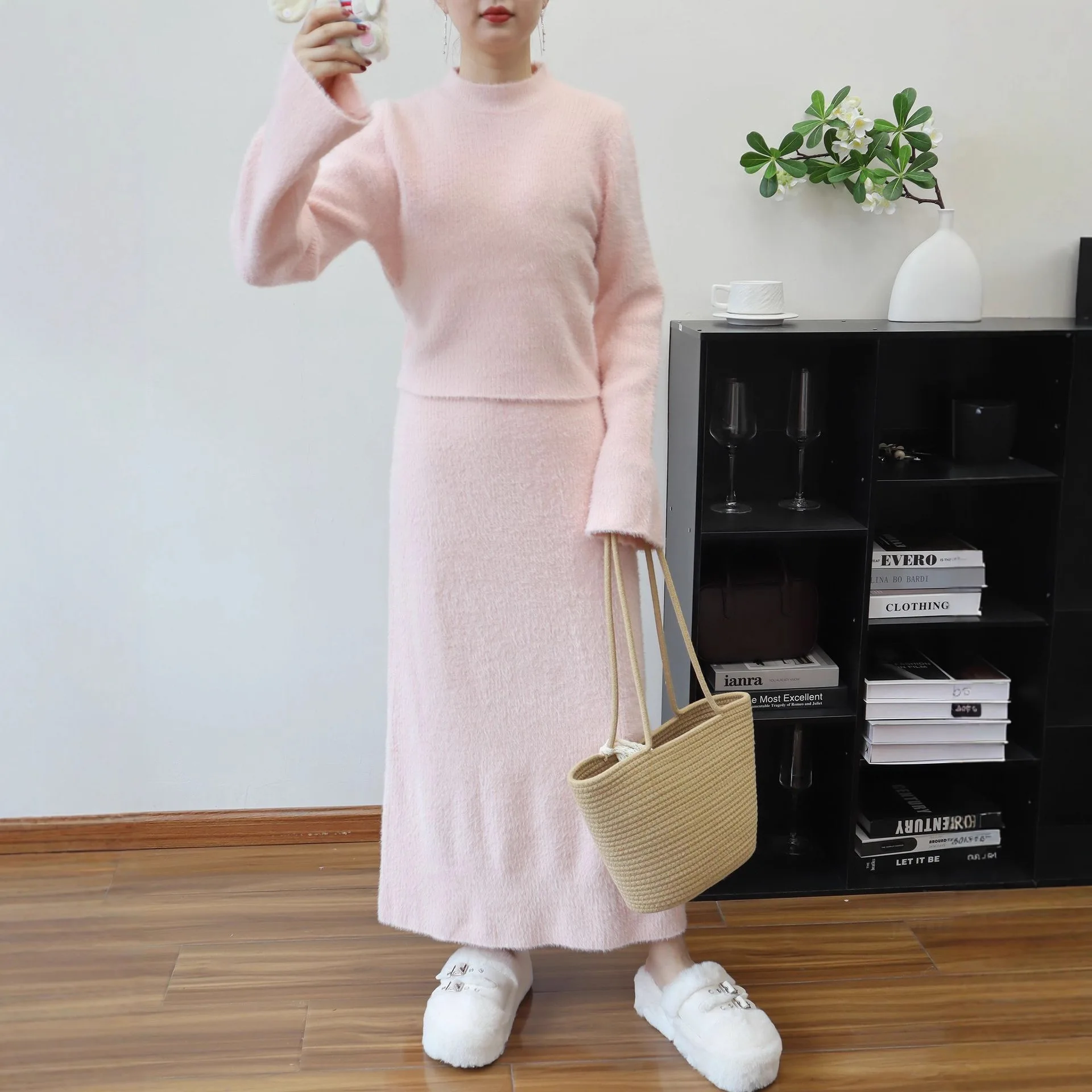 

Комплекты из двух предметов, комплект с юбкой, женские топы с круглым вырезом и длинными рукавами, свитера, вязаные длинные юбки, уличная одежда Y2k, элегантная осень 2025 г.