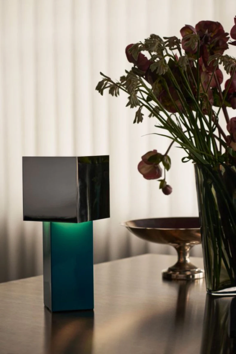 Blue Chrome Green Brown Metal Table Light Dimmable