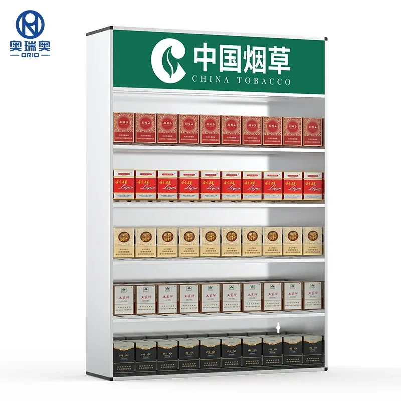 Cigarette Cabinet Shelf Supermarket Aluminum Automatic Pusher Tobacco Store Easy-Rack Cigarette Display Stand Holder Rack Silver