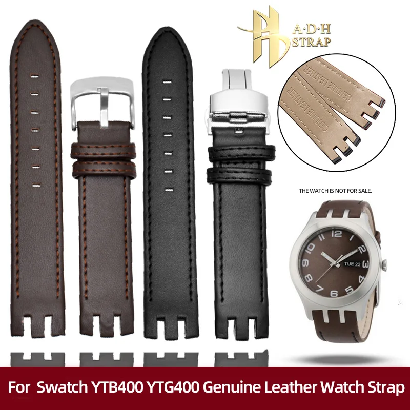 Genuine Leather Watch Band For Swatch YTS401/402/409/713 YTB400 YTG400 Cowhide Watch Strap 20mmBracelet Special Funds Waterproof