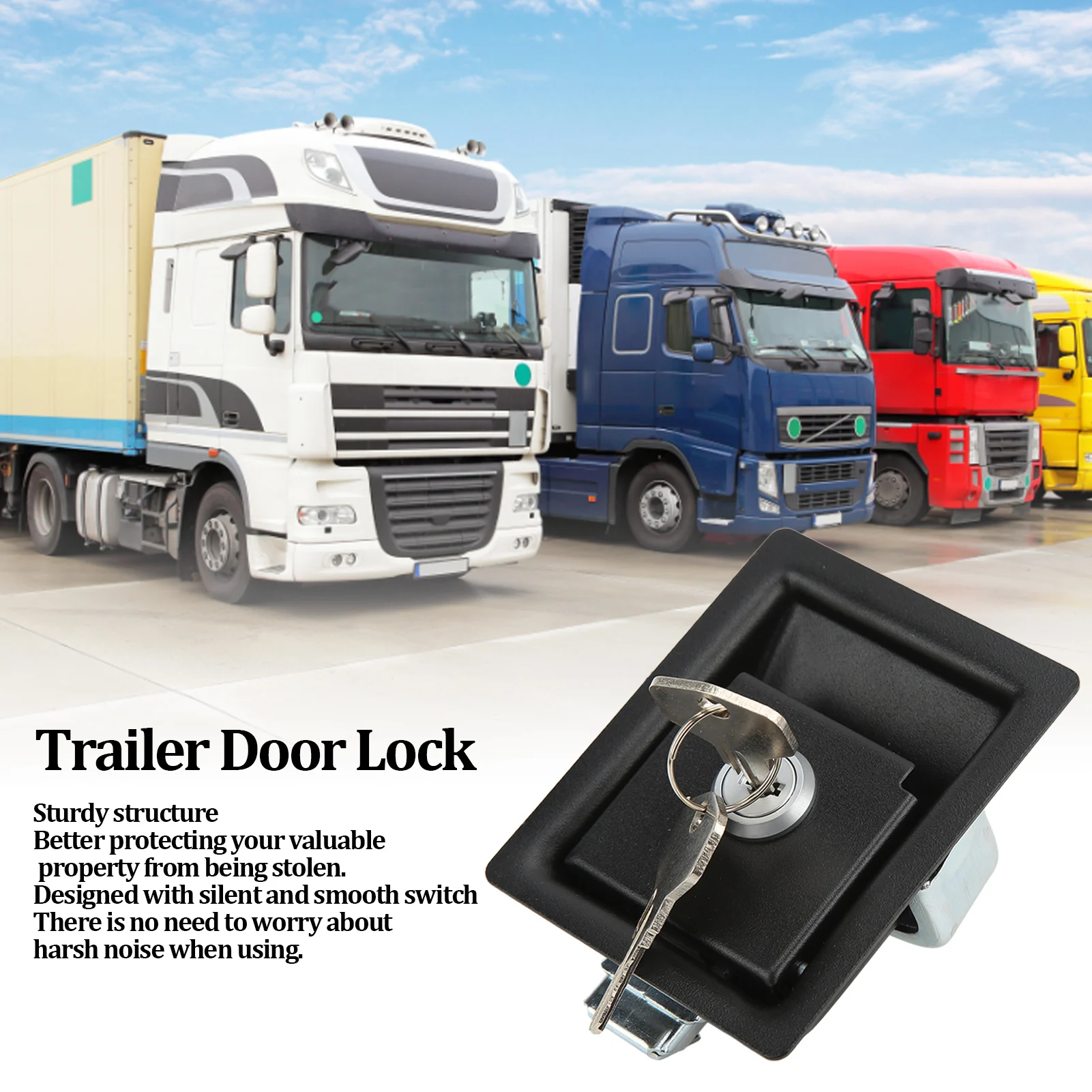 

Замок для двери прицепа, ручка-замок для автодома, замок для внутренней панели шкафа автодома, ручка-замок из углеродистой стали с 2 ключами, замена для кемперов и прицепов