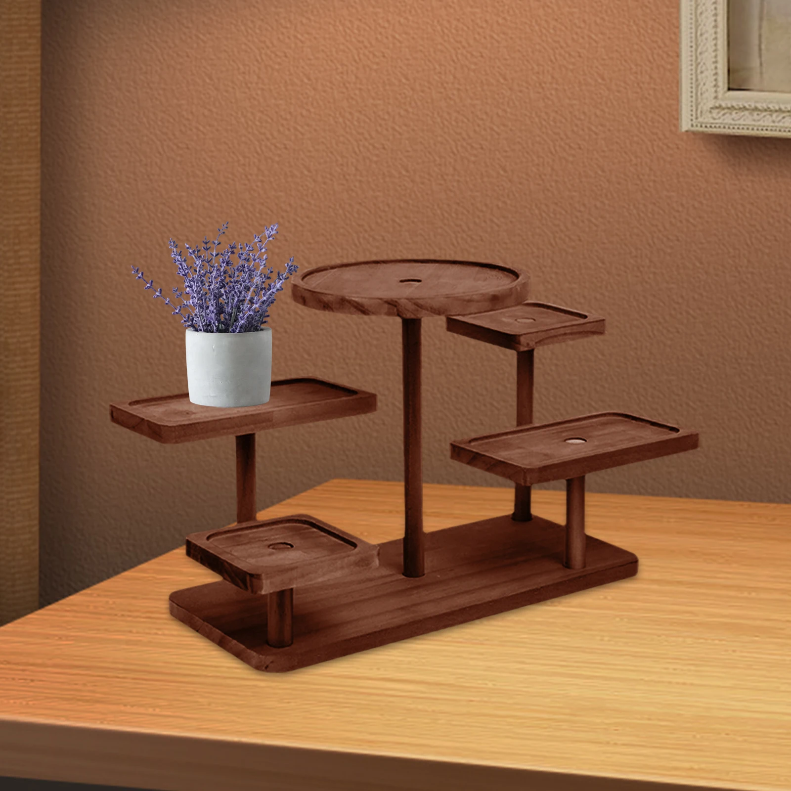 Wooden Display Rack Multi Layer Practical Display Stand Holder Tabletop Tiered Tray for Dolls  Collection Figure Makeup Cupcake - Image 4