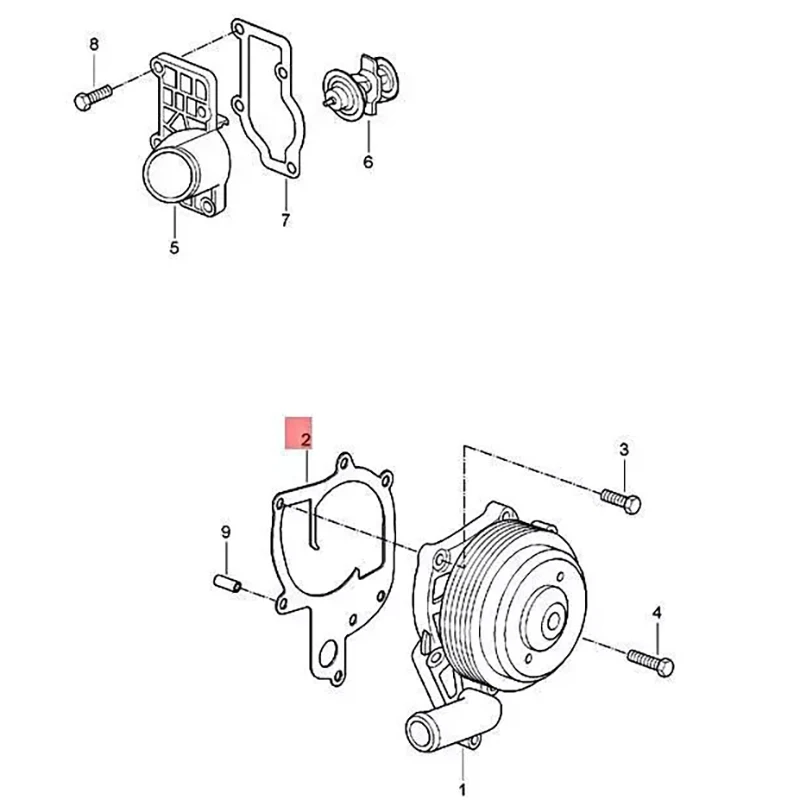 NBJKATO Brand New Genuine Water Pump Gasket OEM 99710634000 For Porsche 911 Boxster Cayman 05-11