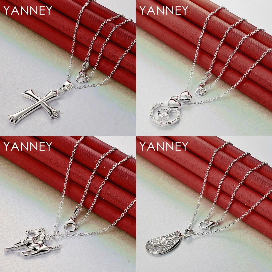 

Elegant 925 Sterling Silver 16-30 Exquisite Cross Drop Pendant Necklace for Women Party Accessories Wedding Gift