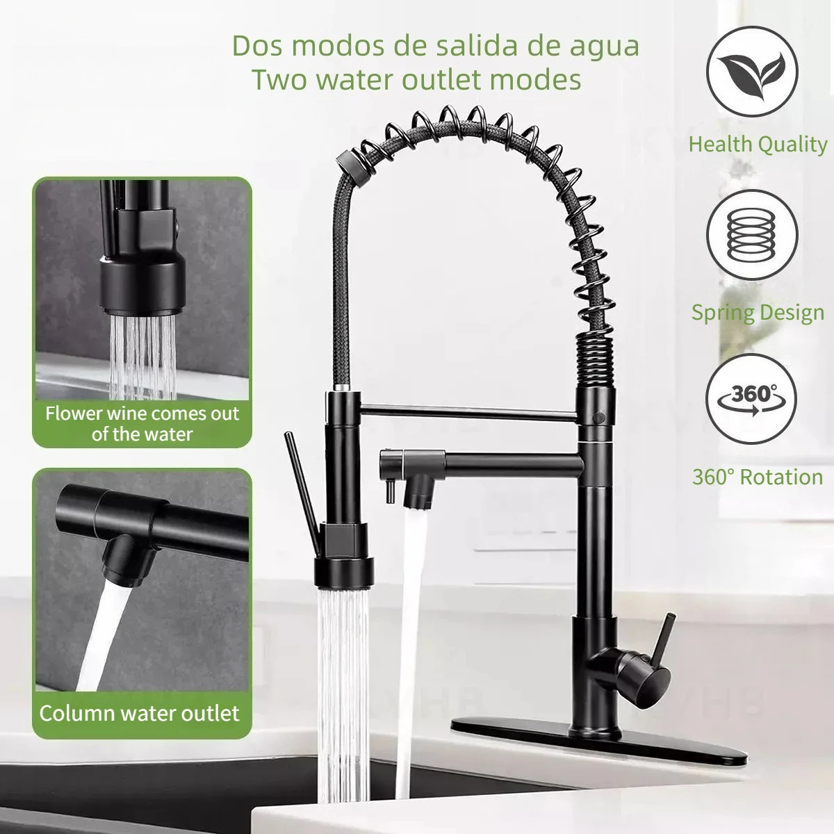 

Pull Down Spray Kitchen Faucet Stainless Steel Cold and Hot Water Mixer 2 Modes Faucet Kitchen Sink 360 ° Swivel Faucet