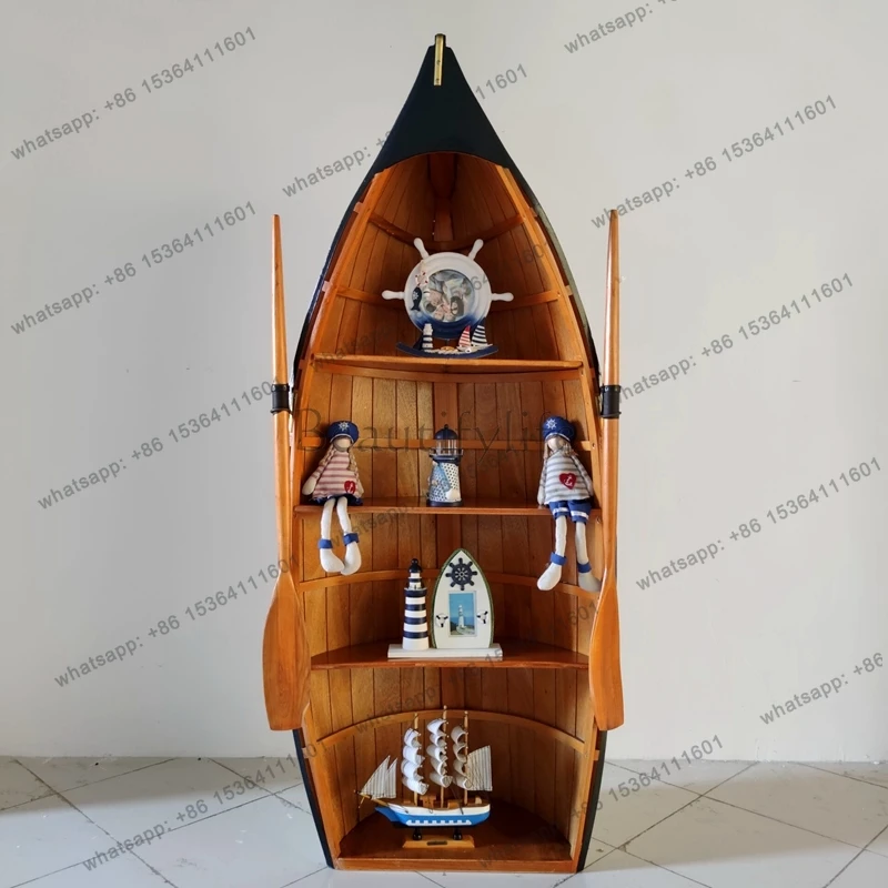 

European-style Ship-shaped Solid Wood Personalized Locker Bookshelf Wine Cabinet Storage Display Stand Handicraft Ornament