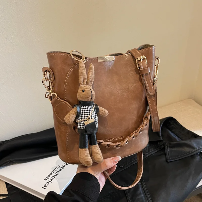 Maillard Retro Portable Vegetable Basket Bag Women Autumn and Winter2023New Trendy Fashion Bucket Bag All-Match Messenger Ba