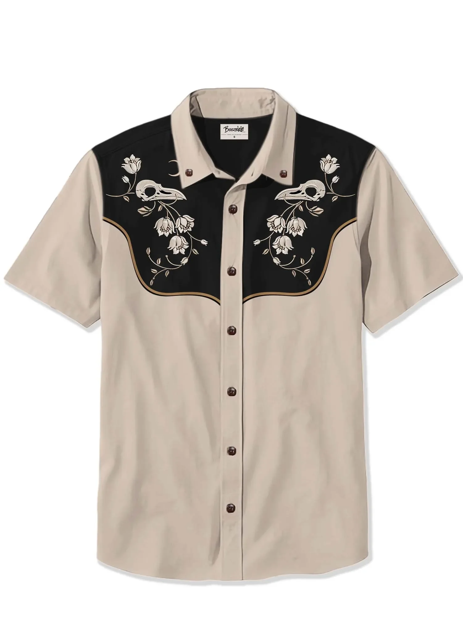 Men's Western Cowboy Style Short Sleeve Shirt Comfortable Breathable Summer Art Button Top High Quality