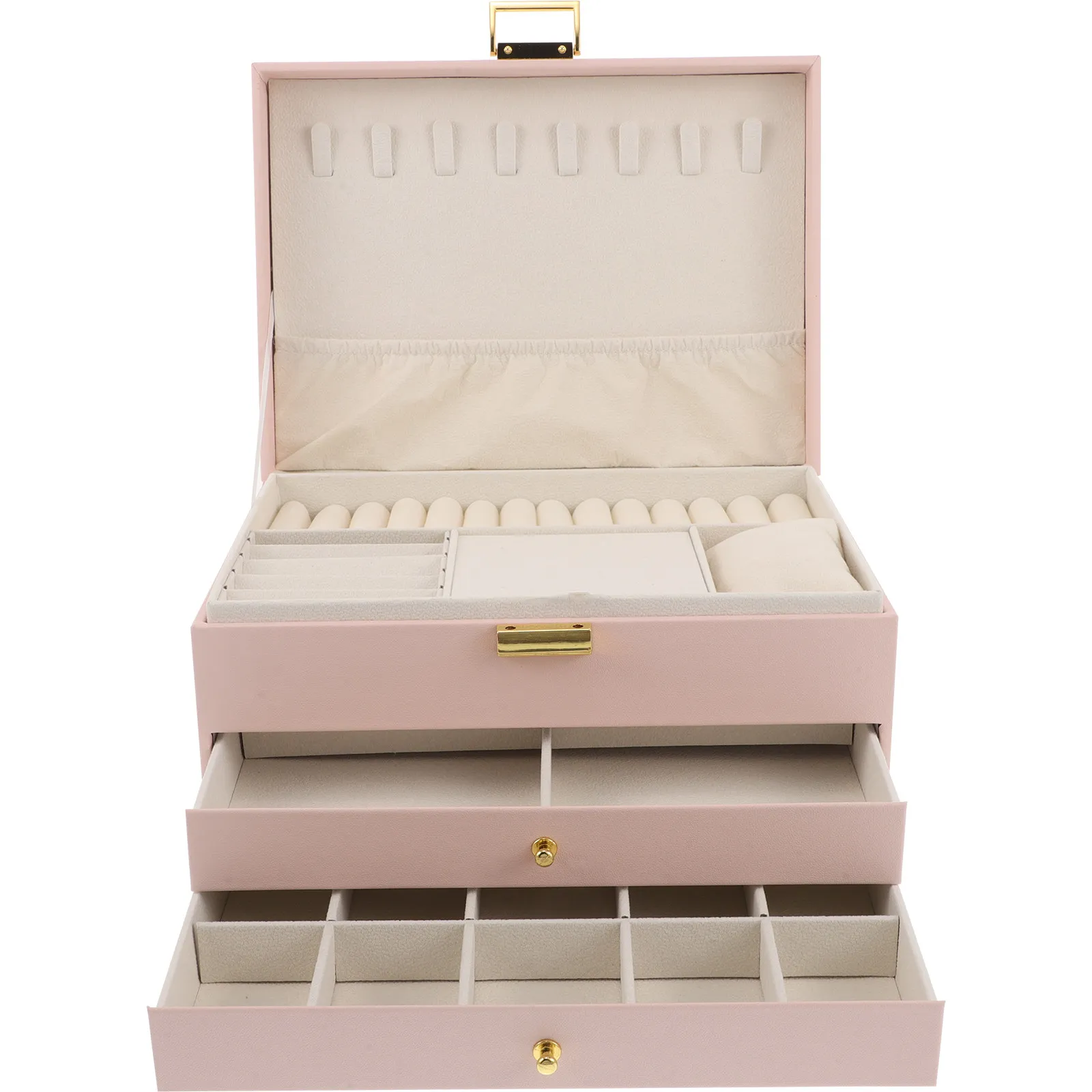 Three-Layer Portable Jewelry Box PU Organizer for Rings Necklaces Earrings Travel Storage Case Women Jewelry Organizer