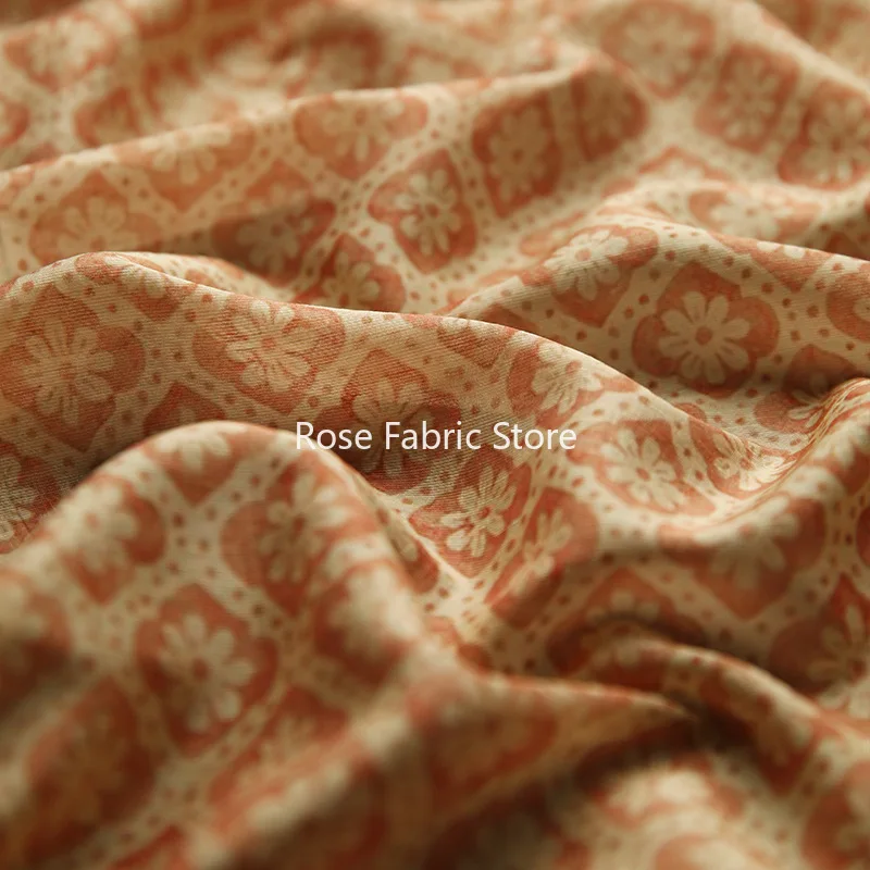 Tessuto di cotone broccato floreale con griglia da 1 metro, primavera estate, camicia, pantaloni, tessuto da cucito fai da te
