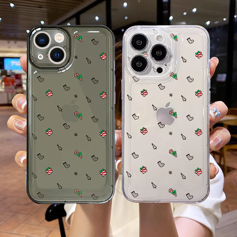 

Christmas Gift Sock Pattern Couple Phone Case For iPhone 16 15 11 12 14 13 Pro Max Mini X XSMax XR 7 8 Plus SE4 16e Silica Cover
