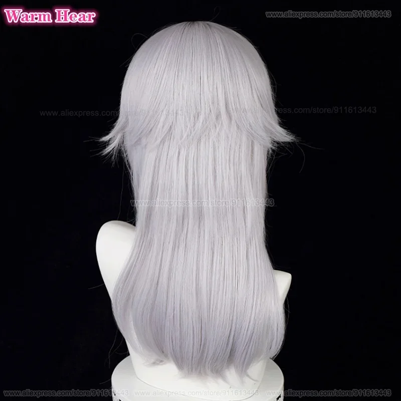 d;4'v\6.h/FF14 Themis Synthetic Long 52cm Silver Grey Cosplay Anime Wig Heat Resistant Hair Halloween Part6;j'3\s,9'b/ view 5