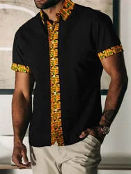 2025 Summer Vintage Men's Hawaiian Shirt Short Sleeve Stripe Printed Shirts For Men Single Button Beach Tee Shirt Men Clothing