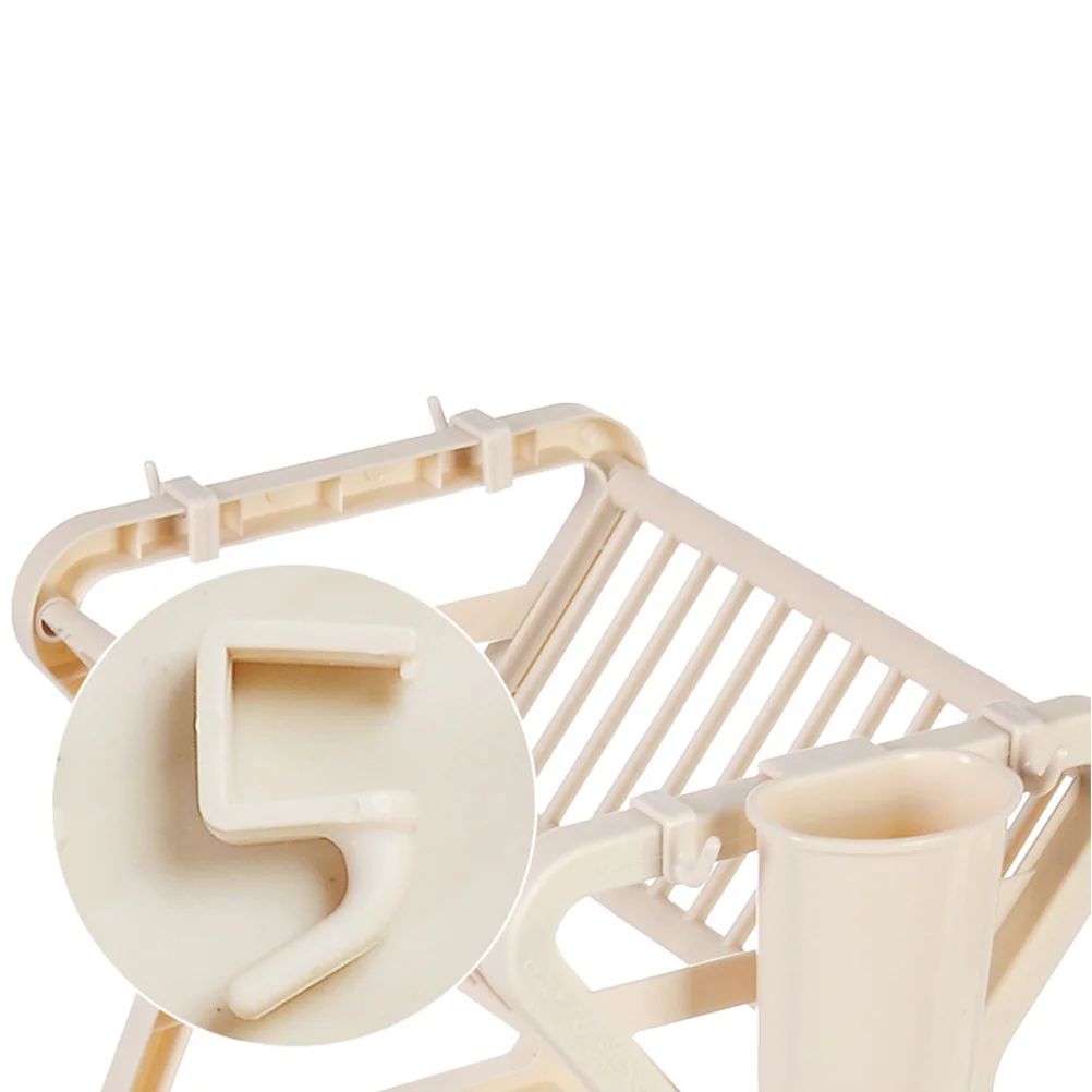 

Bowl Plate Storage Rack Khaki Plastic Kitchen Dish Drying Rack With Drainage Ventilation Non-Slip Base Cup Holder Utensil