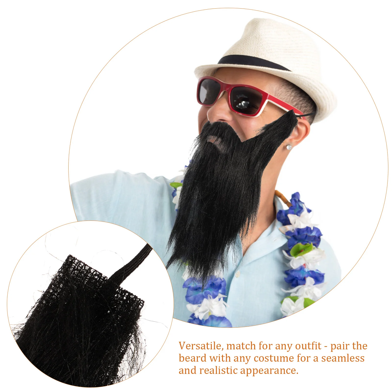 Accesorio de fiesta de disfraces, barba realista negra grande, muestra el encanto, sofisticación, traje versátil, emparejamiento, accesorio de Halloween