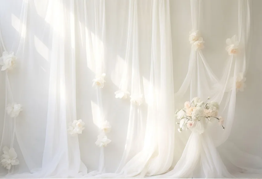 Mehofond Photography Background White Curtain Window Flower Adult Birthday Wedding Maternity Portrait Decor Backdrop Photo Studi