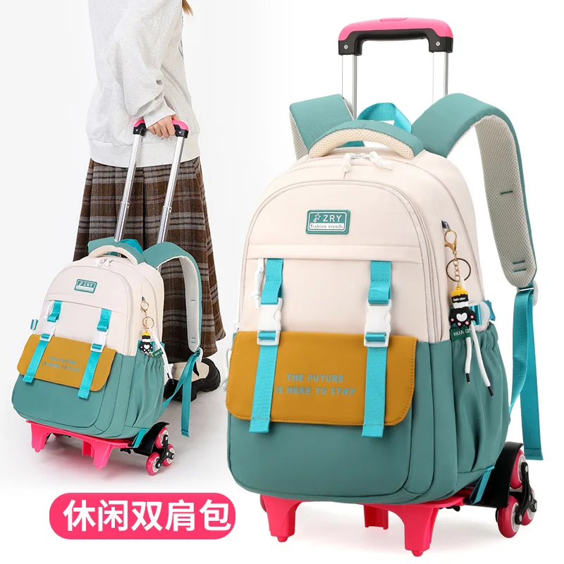 Kids Backpacks With Wheel Trolley Children School Bags Mochilas Trolley Luggage Girls princess backpack Backbag kids Schoolbag