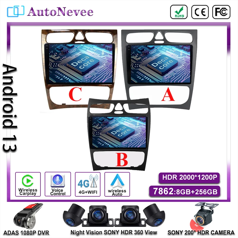 Android 14 For Mercedes Benz C-Class W209 C200 C320 C350 CLK W203 2002-2005 Car Radio Multimedia Video Player Navigation GPS DVD