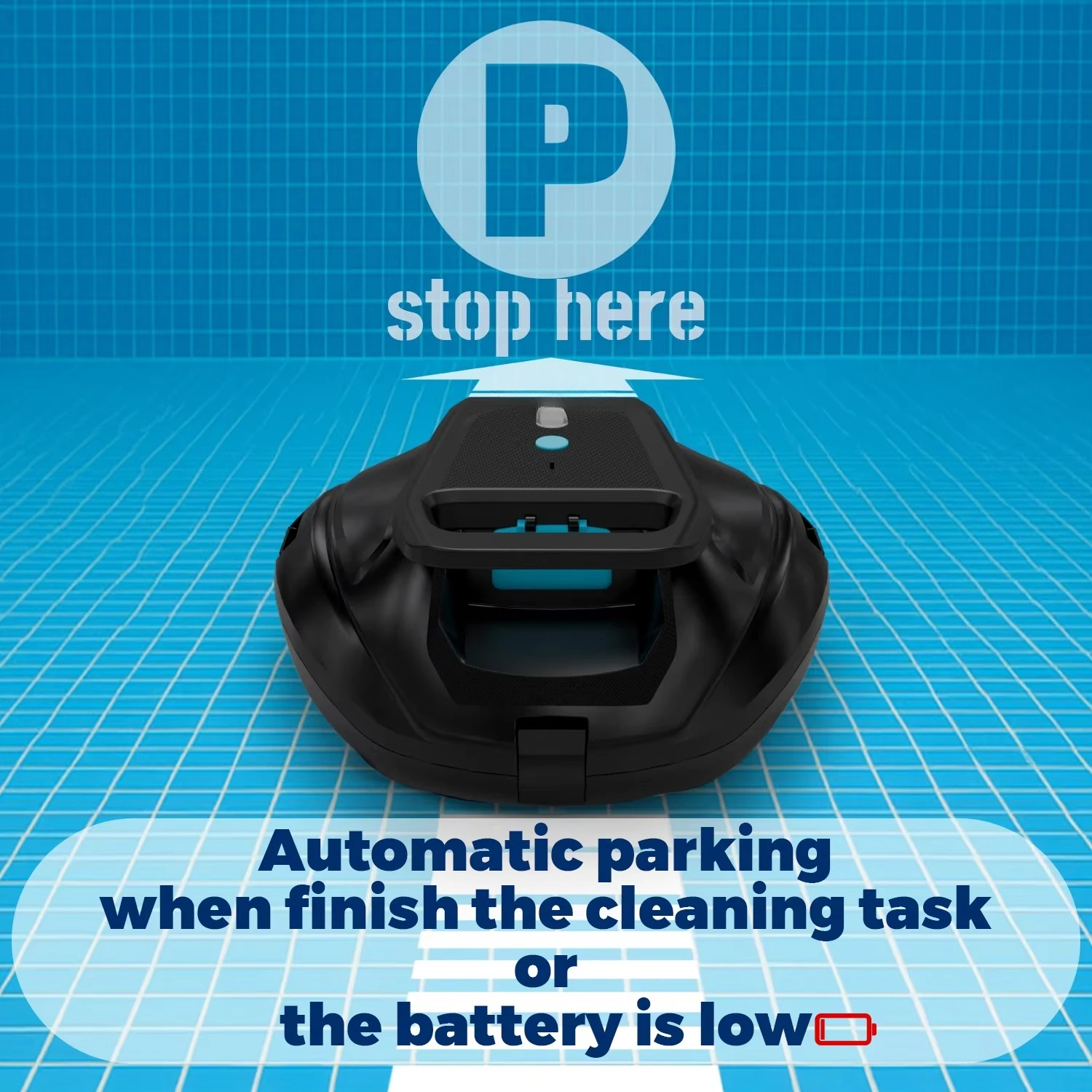 مكنسة كهربائية لحمام السباحة الروبوتية، روبوت تنظيف لاسلكي لحمام السباحة ذو الأرضية المسطحة، المعدات الأوتوماتيكية #5