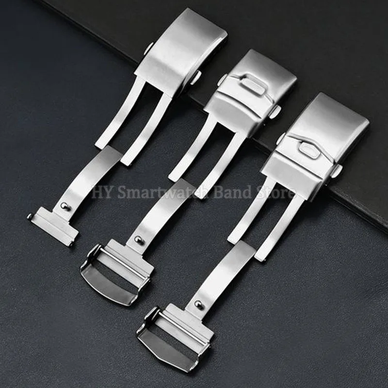 18mm 20mm 22mm 24mm Stainless Steel Watch Buckle for Seiko for Omega Solid Folding Buckle Accessories Silver Black Strap Buckle