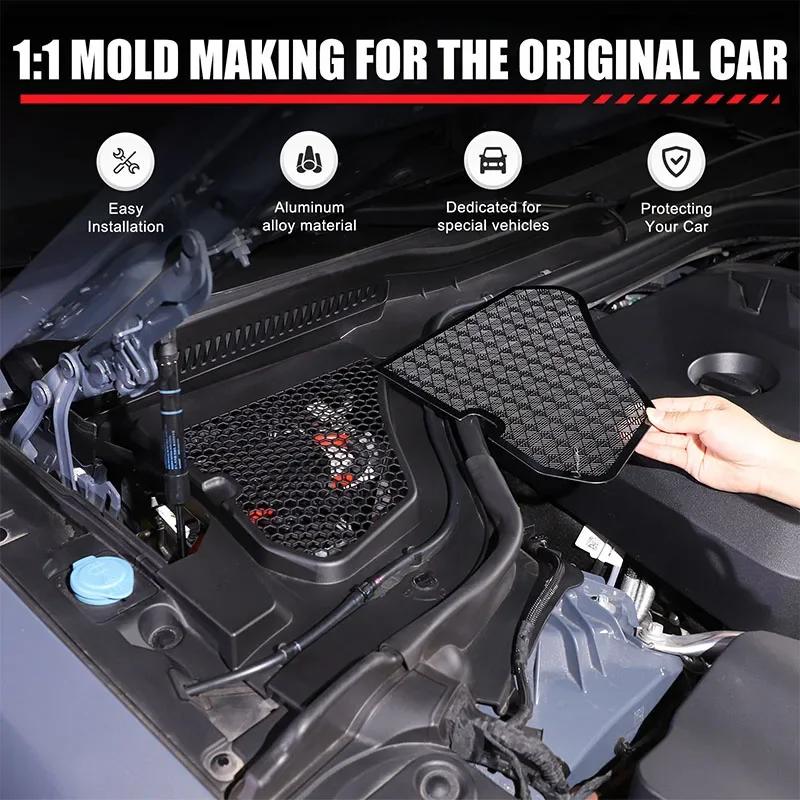 

For BMW 5 Series G60 2024-2025 Stainless Steel Black Car Front Engine Compartment Dust Cover Interior Car Accessories