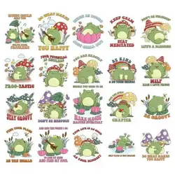 Cartoon Cute Little Frog Heat Transfer On Clothes Iron On Patch For Hoodies Diy Children's Outerwear Clothing Decoration