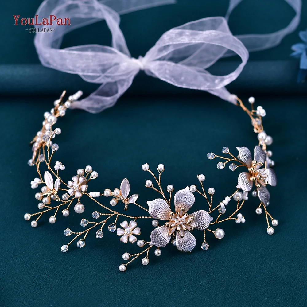 YouLaPan Abito da sposa Cintura in lega di fiori Perle Abito da sera con fascia per festa Cintura da donna fatta a mano Accessori da sposa SH357