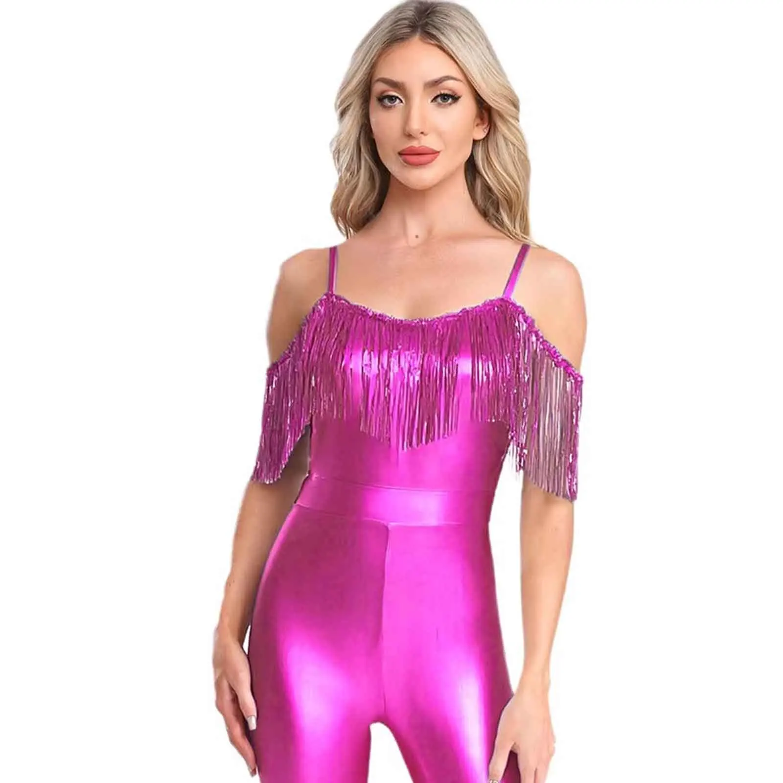 

Women Fashion Slim Fit Flared Pant Bodysuits Temperament Adult Jazz Waltz Ballroom Tango Tap Disco Party Dance Bodysuit Romper