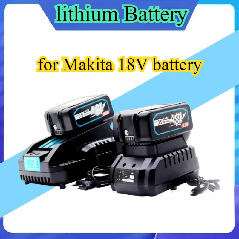 

BL1830 18V 6000mAh Battery and Charger for Makita 18V Battery Rechargeable Replacement BL1840 BL1850 BL1860 BL Tools