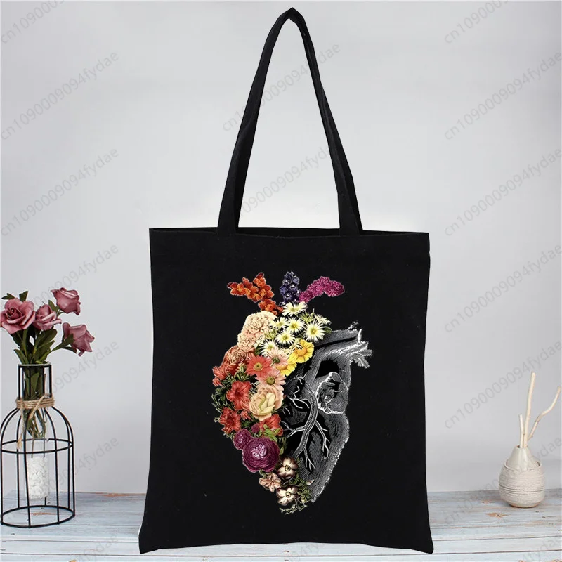 Black White Tote Bags Greys Anatomy You\'re My Person Heart Print Women\'s Handbags Shopper High-capacity Canvas Shopping Bags