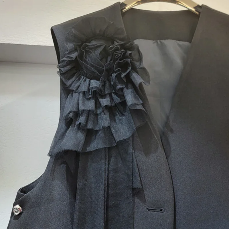 HKSH Frühling Sommer Neue Frauen Flut Stilvolle Koreanische High Street Elegante V-ausschnitt Blazer Weste Dreidimensionale Floral Tank Top HK6257