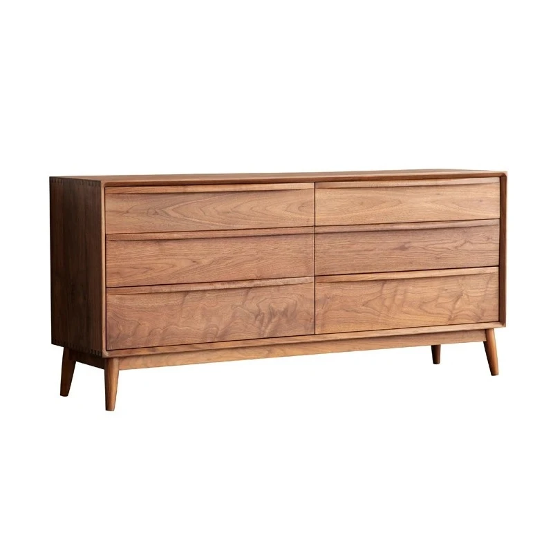 

Simple all-solid wood six-chest cabinet black walnut bedroom drawer storage locker
