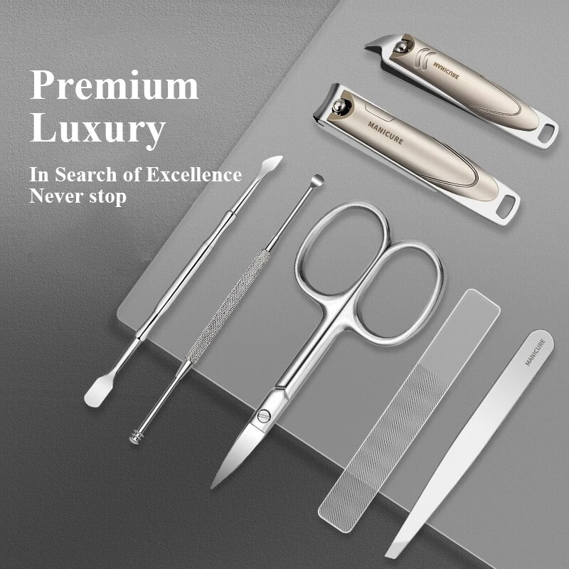 고품질 네일 커터 세트 스테인레스 스틸 손톱깎이 접이식 가방 세트 매니큐어 커터 키트 가위 선물용