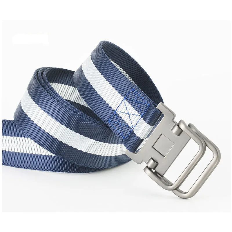 Cintura da uomo in tela da donna per jeans, cintura casual a doppio anello per studenti, allenamento militare, moda all'aperto, cintura unisex per giovani