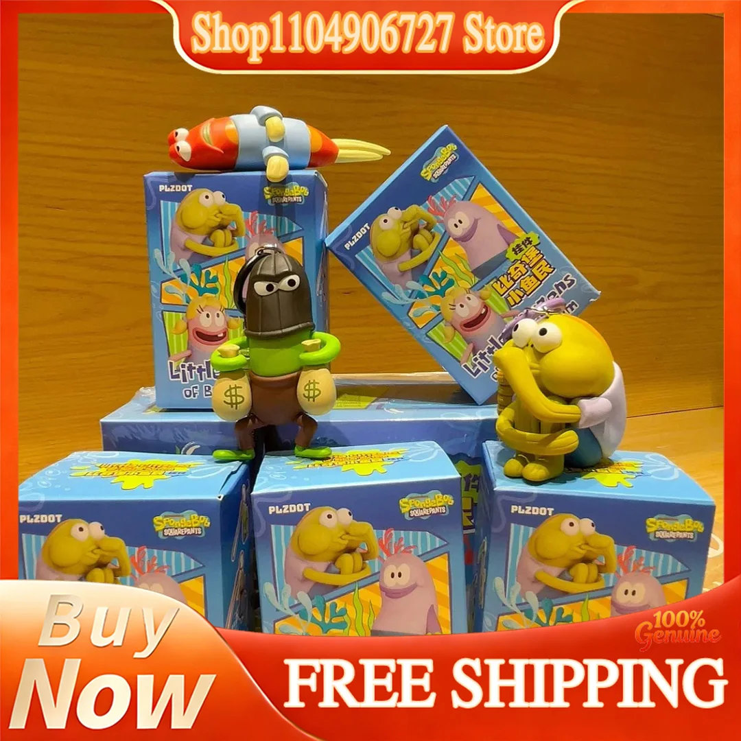 

SpongeBob SquarePants Bikini Bottom Little Citizens Blind Box Action Figure Backpack Pendant Keychain For Anime Fans Collection