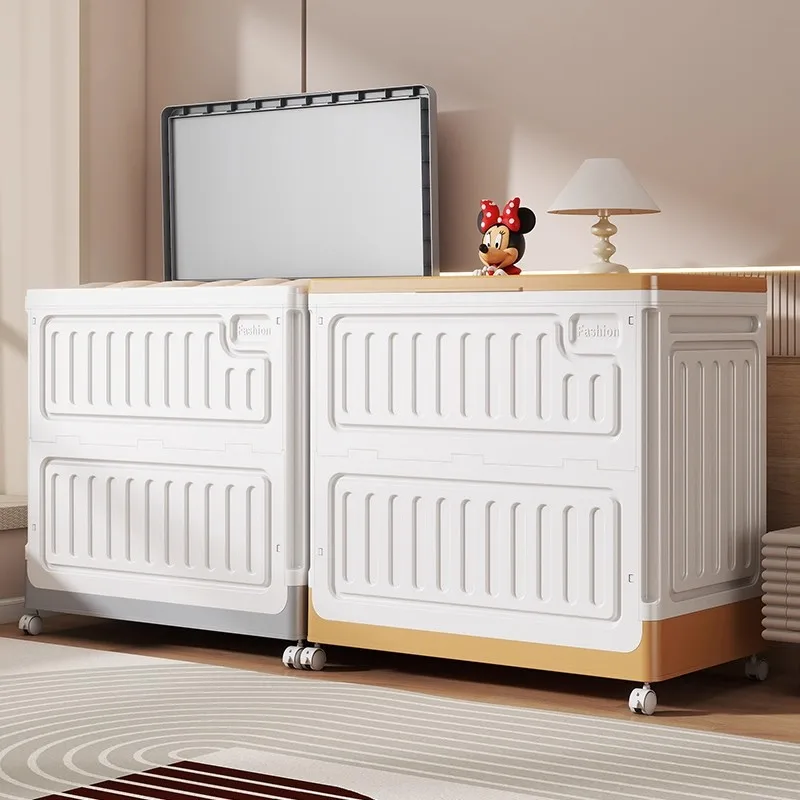 

Большой пластиковый контейнер для хранения одежды и игрушек, органайзер для дома, складной, современный, с текстурой (не ручной работы)...