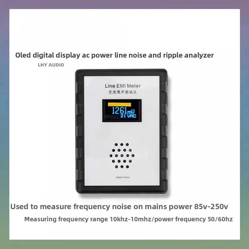OLED Display Mains Noise Tester EMI Measuring Instrument Broadband AC Power Voltage Meter Ripple Analyzer