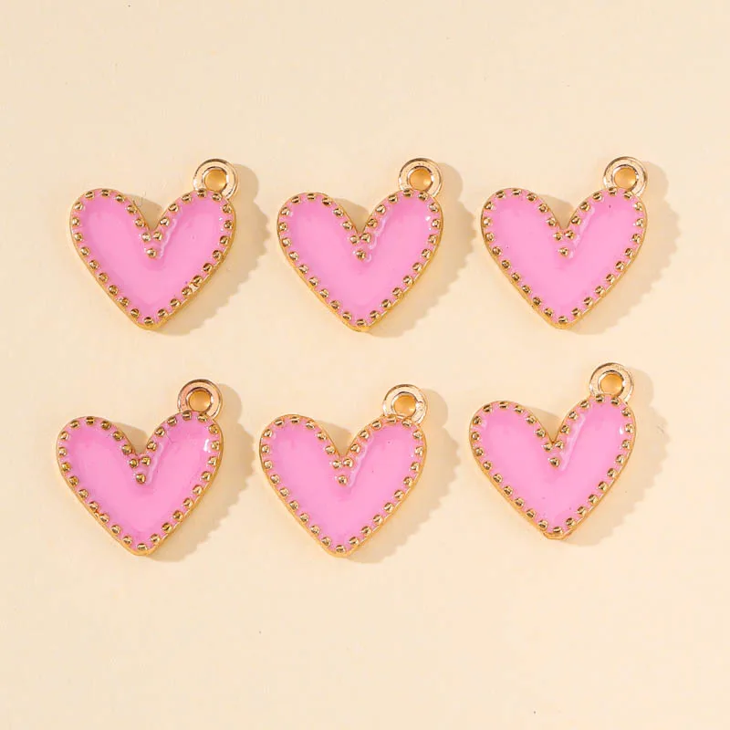 20pcs 13*14mm Colorful Enamel Love Hearts Charms Pendants For DIY Jewelry Necklaces Earrings Making Accessories Craft Supplies