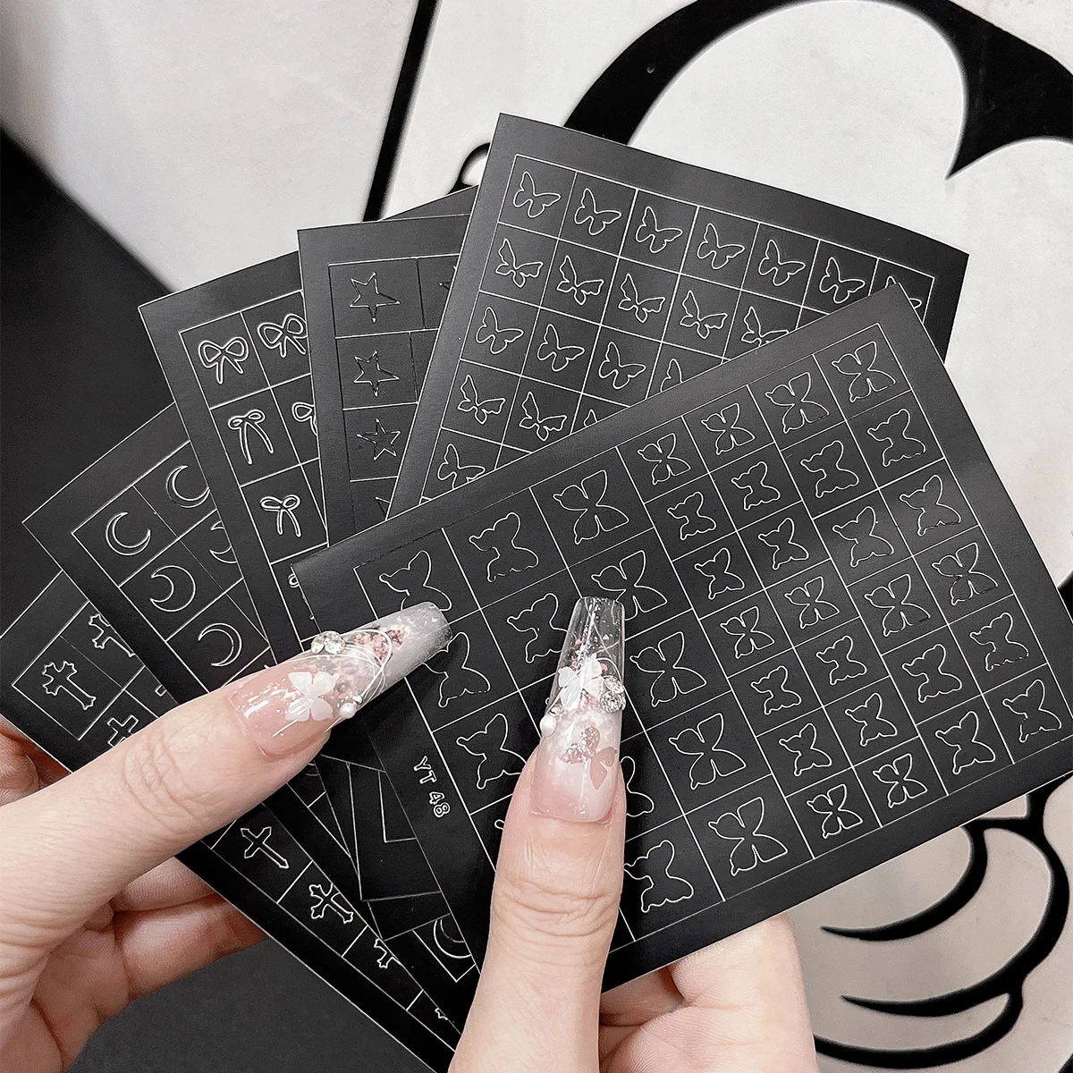 1 шт. трафареты для аэрографа, наклейки для ногтей, наклейки для ногтей, печать, трафарет для ногтей, инструмент «сделай сам» для женщин, украшение для маникюра
