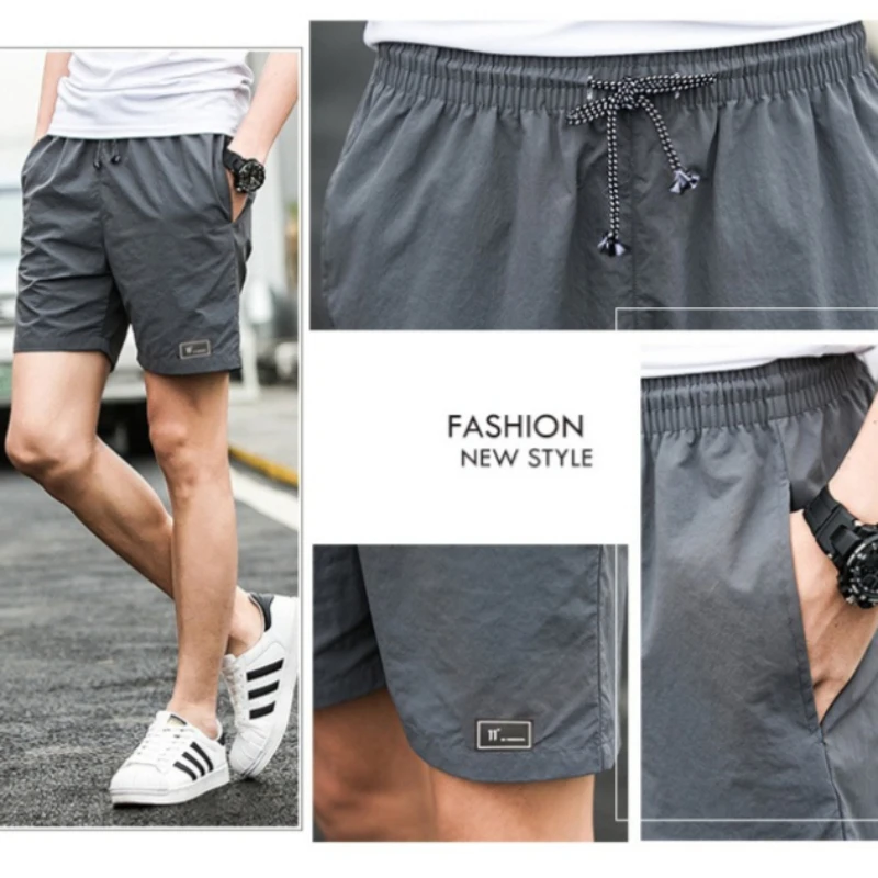 Summer Drawstring Shorts Men Short Pants Large Size Thin Casual Quick Dry Printed Shorts Swim Surfing Beachwear Sports Bottoms
