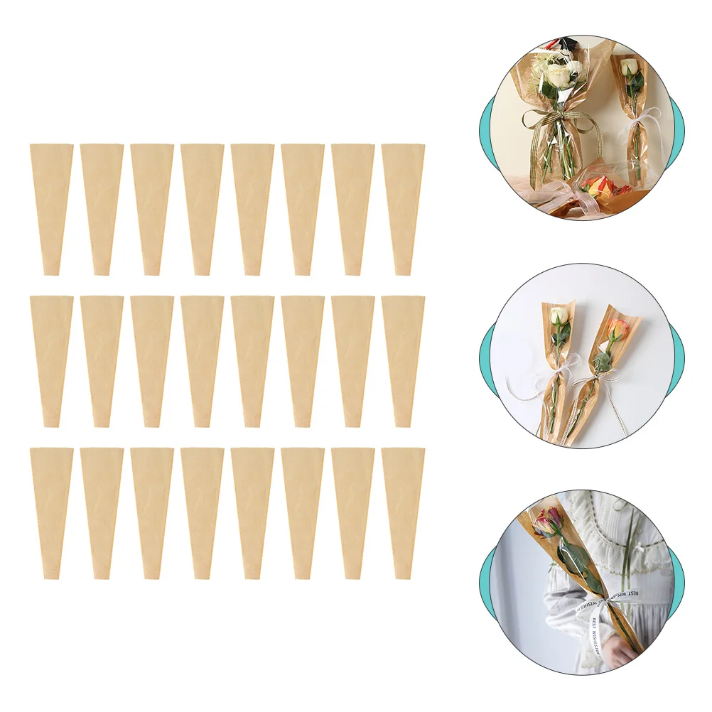 

50 Pcs Vintage Paper Single Flower Packaging Bags Retro Flower Wrapping Bags Gift Boxes Festive Party Supplies Bouquet