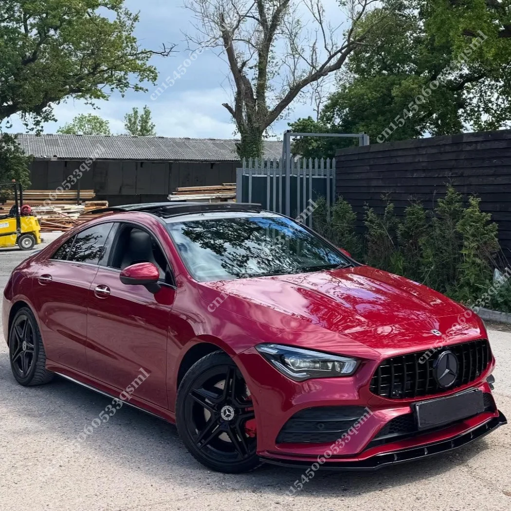 For Mercedes Benz CLA C118 X118 AMG 2020-2023 Front Bumper Lip Skirt Spoiler Lower Side Splitter Glossy Black Car Blade Body Kit
