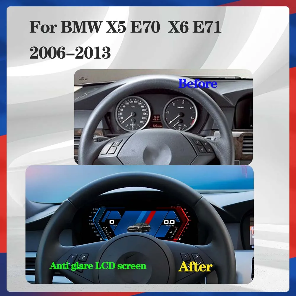Digital Instrument Cluster for BMW X5 E70 X6 E71 2006-2013 CCC CIC Odometer, HUD Instrument Cluster, Speedometer, Virtual Cockpi