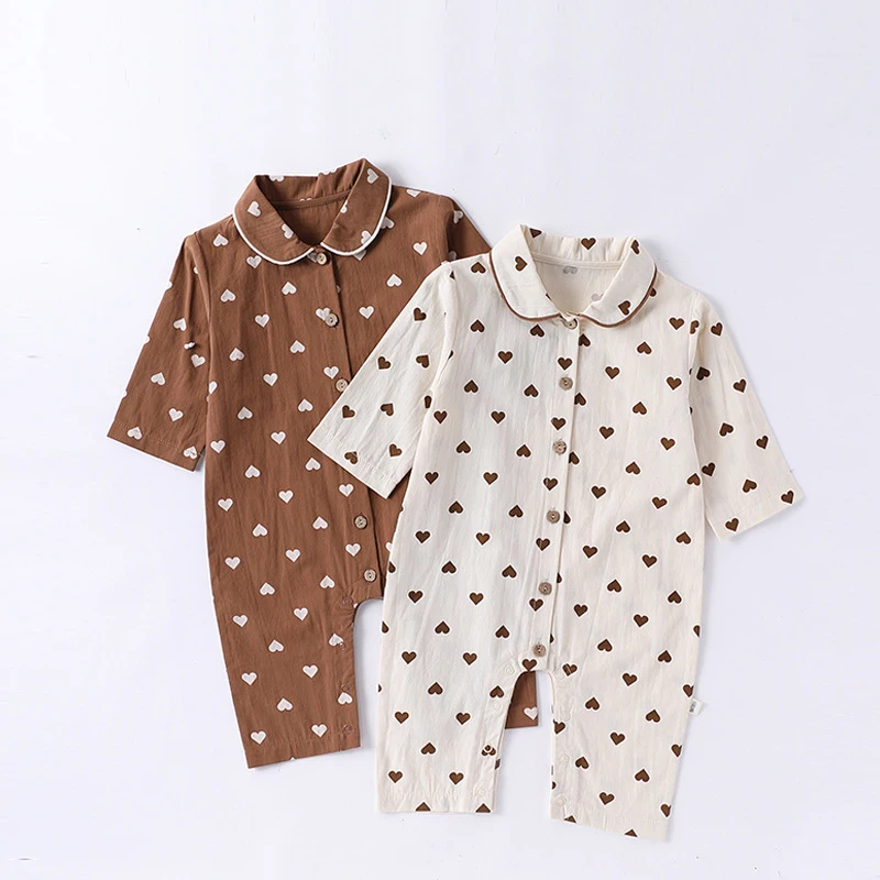 

0-24M Newborn Kid Baby Boy Girl Clothes Long Sleeve 100% Cotton Baby Romper Heart Print Jumpsuit Cute Sweet Outfit