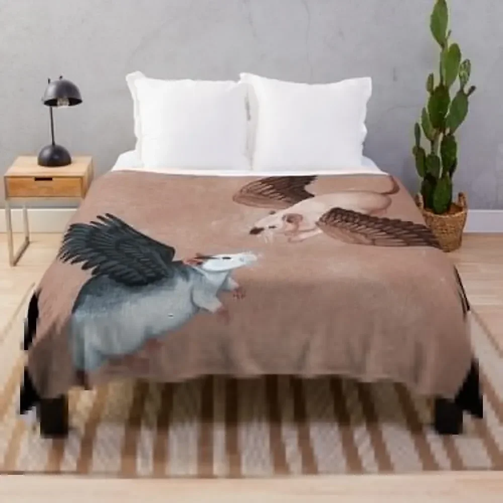 

Winged Rats Throw Blanket for winter Plush Sofas manga Blankets