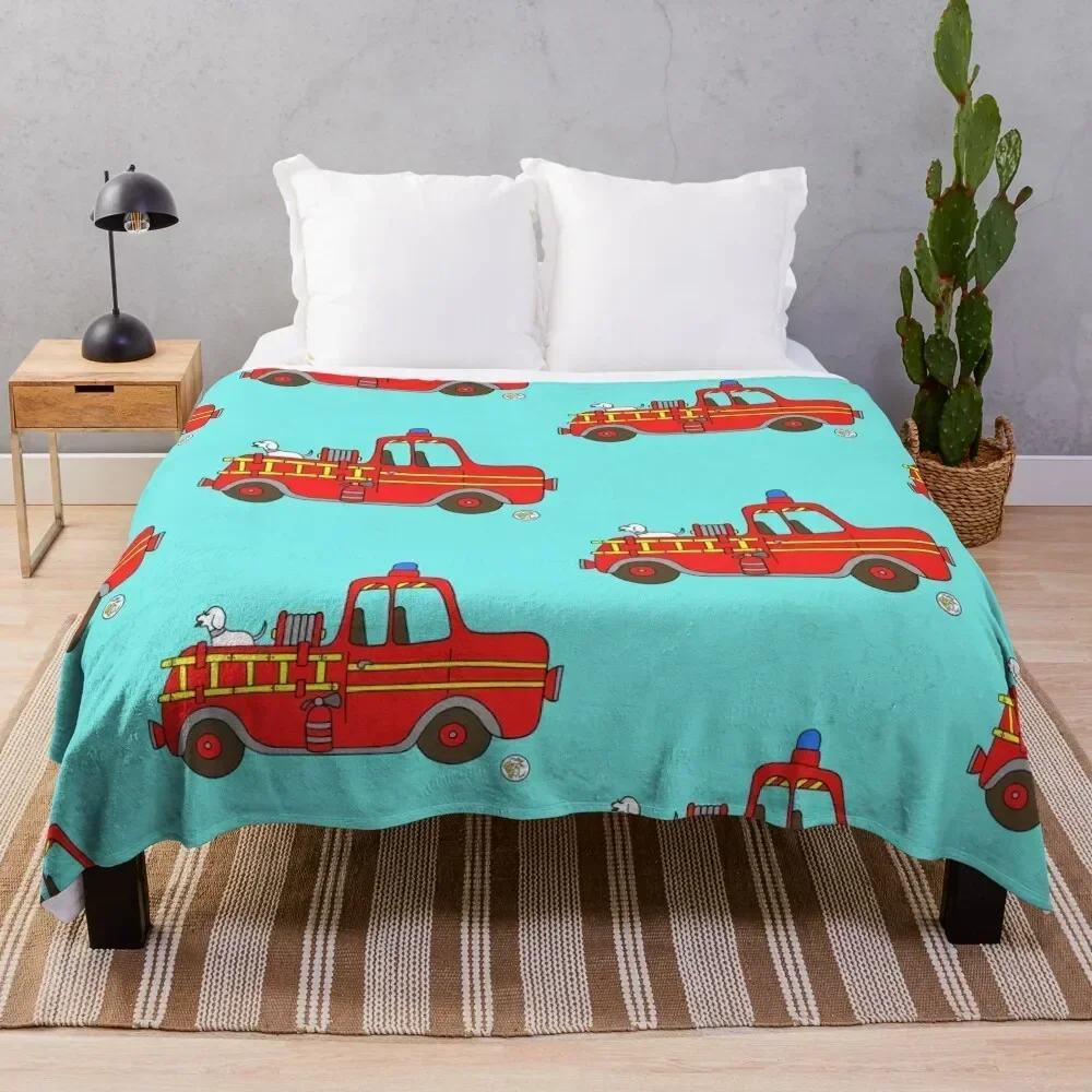 firetruck red vintage fire truck new york Throw Blanket Cute Luxury Soft Plush Plaid Sofa Blankets