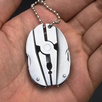 Mini pieghevole da esterno multifunzionale pinza portachiavi strumento per escursionismo all'aperto coltello multiuso tascabile